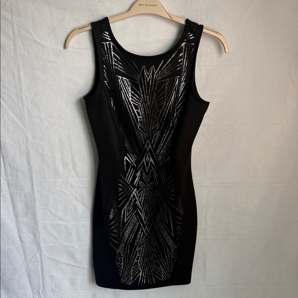 Black and Silver Geometric Pattern Dress